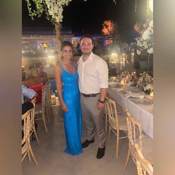 Elegant Blue Sequin Gown - Picture 2 of 3